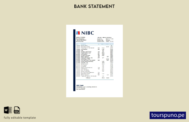 listo para imprimir plantilla de Excel de extracto bancario NIBC de los Países B